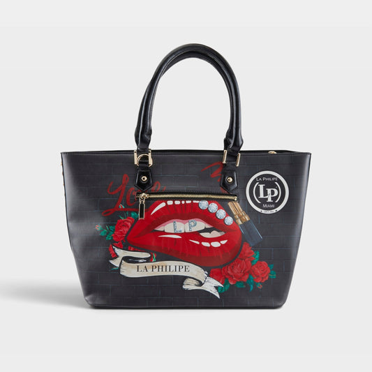 LA PHILIPE LP1021-16 RED LIPS HANDBAG-TOTE