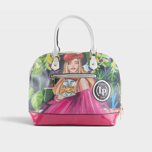 LA PHILIPE LP1027-17 BLOOMING GARDEN HANDBAG-OVAL